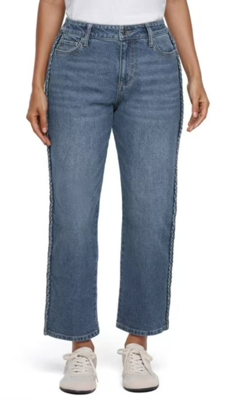 Express Straight Leg Ankle Jeans Braid Trim Casual Medium Wash NEW Women Sz 12